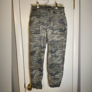 Express Cropped Straight High Rise Camo Pants